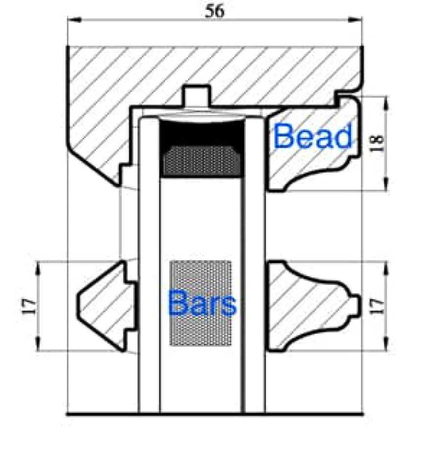 Sash Window Cross Section - 17mm Astragal Bar CAD Section